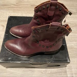 Miss Sixty Burgundy Leather Ankle Boots Size 37